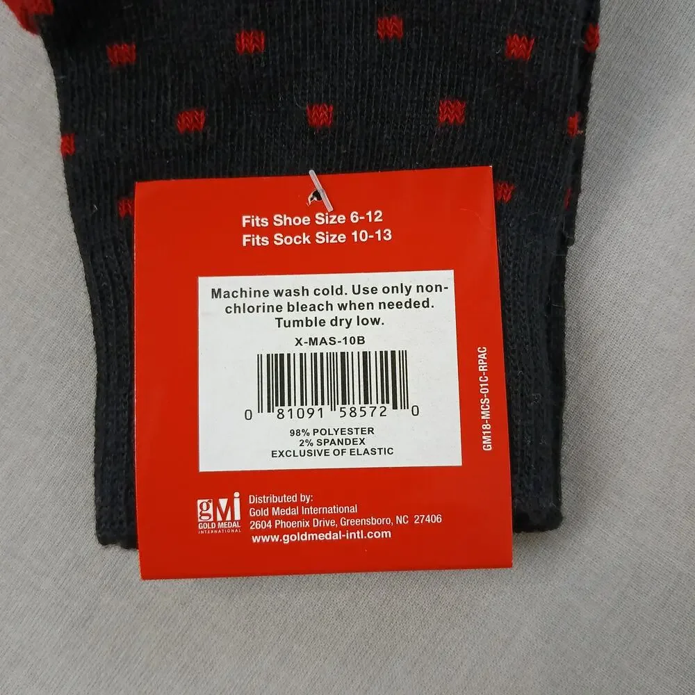 2 Pair of Women's Christmas Socks new old stock black red fair isle white trees